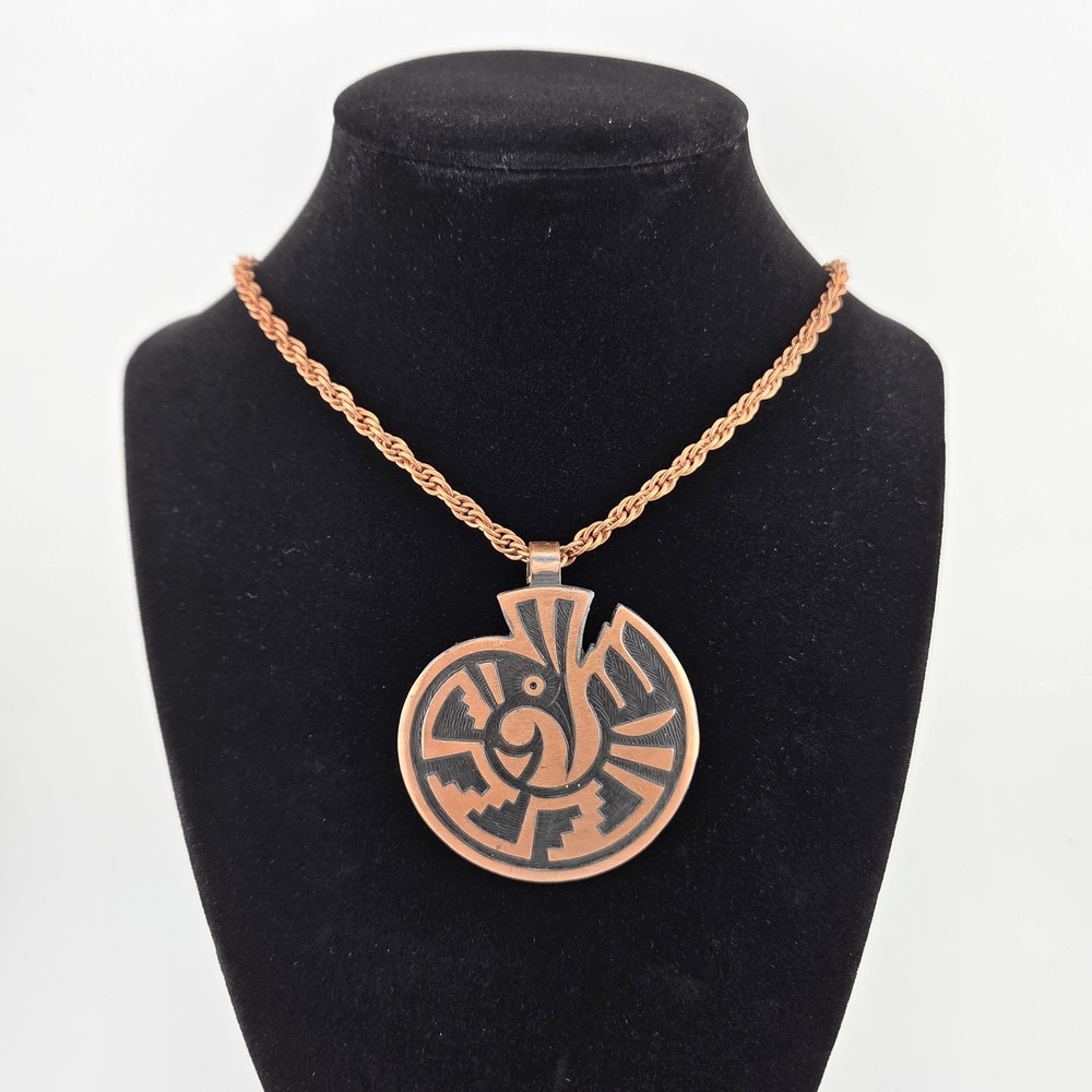 Southwestern Style Vintage Bell Trading Solid Copper Bird Pendant Necklace